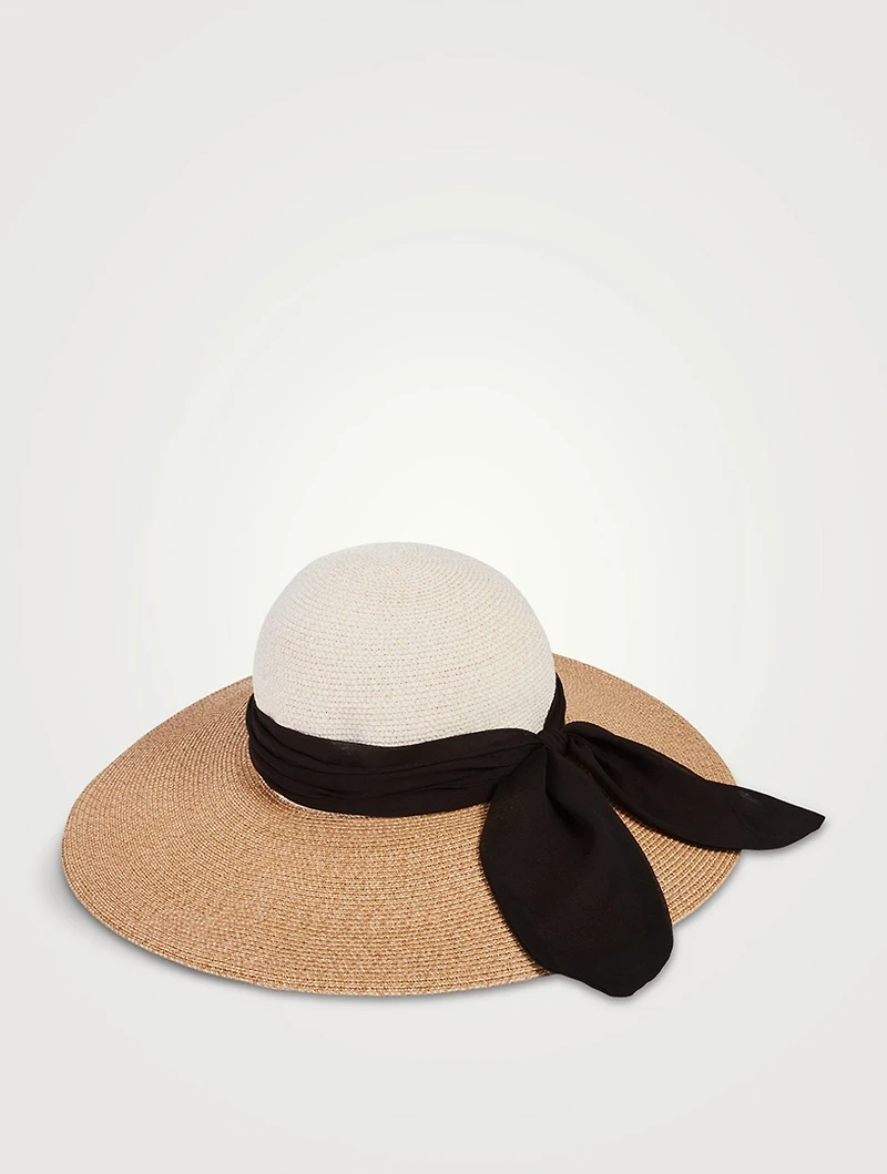 Honey Wide-Brim Sun Hat With Bow