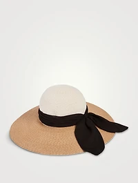 Honey Wide-Brim Sun Hat With Bow