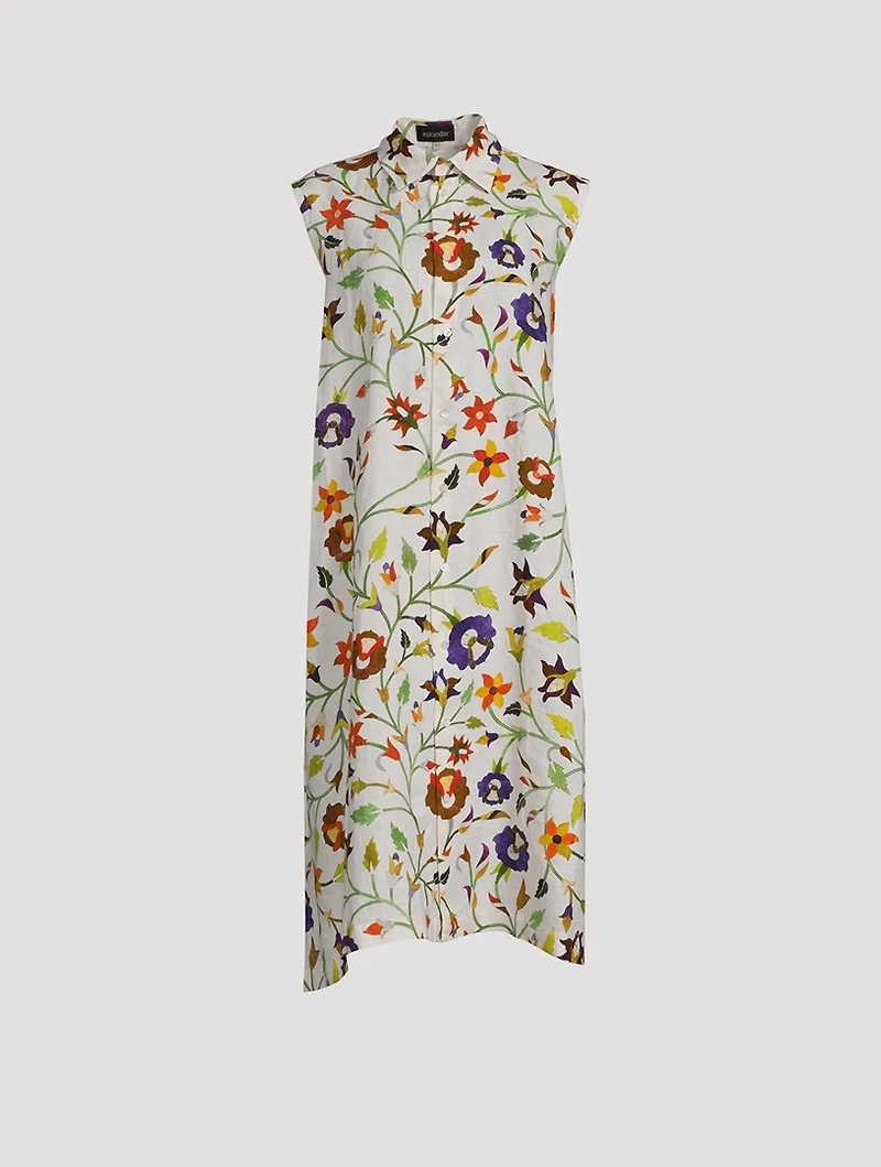 Linen Shirtdress Floral Print