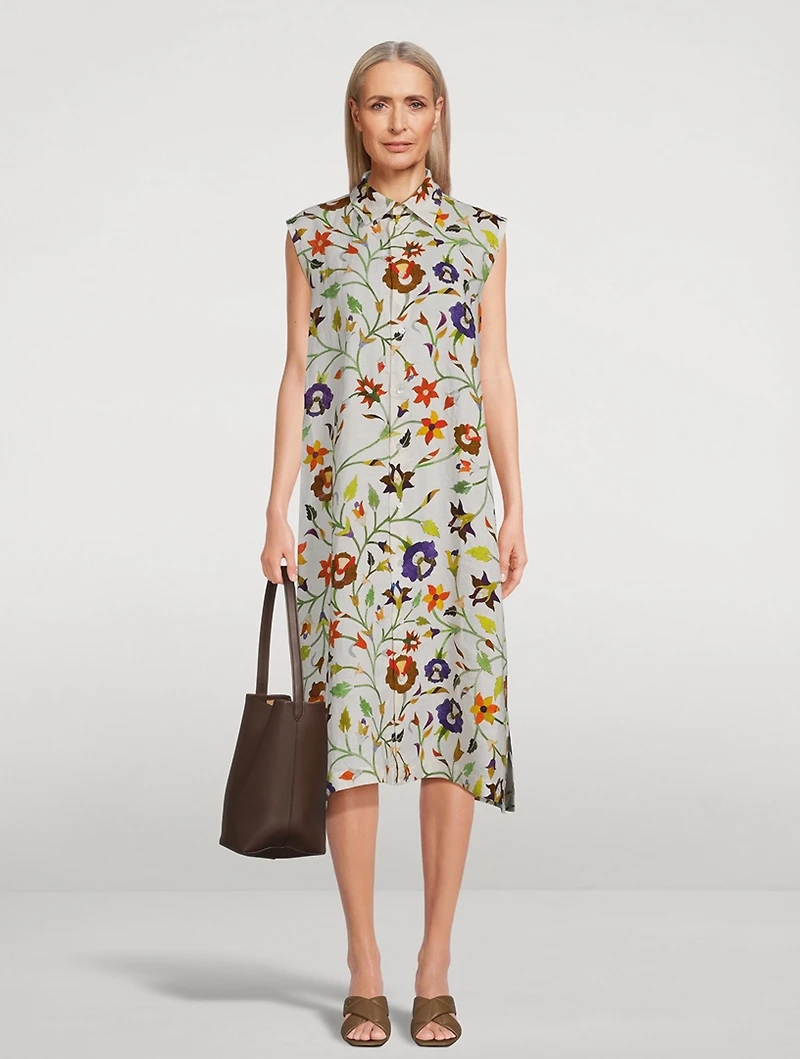 Linen Shirtdress Floral Print