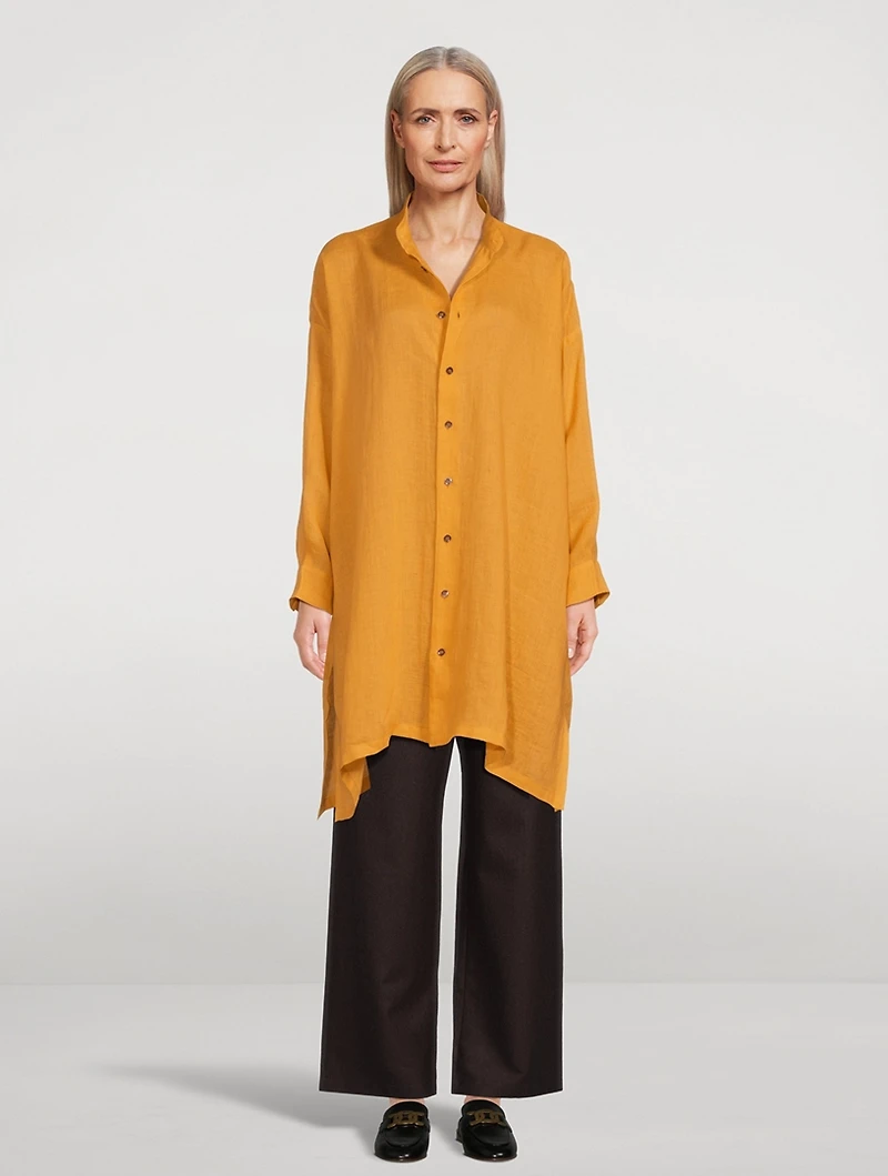 Linen Long A-Line Shirt