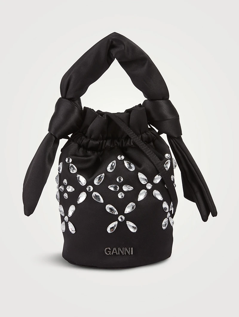 Occasion Embellished Satin Crossbody Bucket Bag