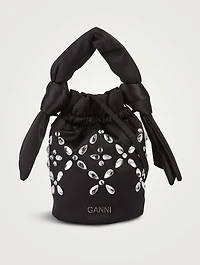 Occasion Embellished Satin Crossbody Bucket Bag