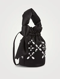 Occasion Embellished Satin Crossbody Bucket Bag