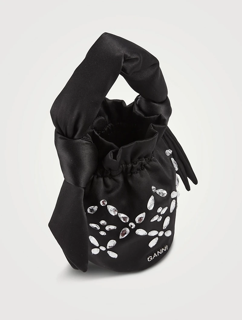 Occasion Embellished Satin Crossbody Bucket Bag