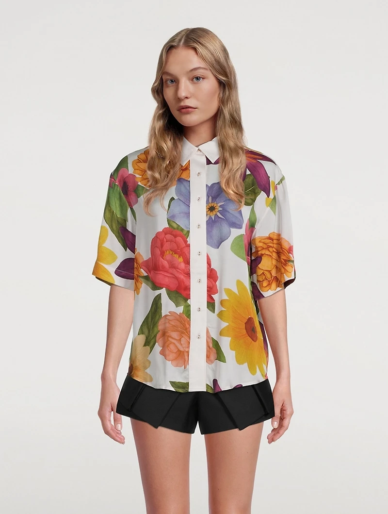 Aries Short-Sleeve Shirt Floral Print