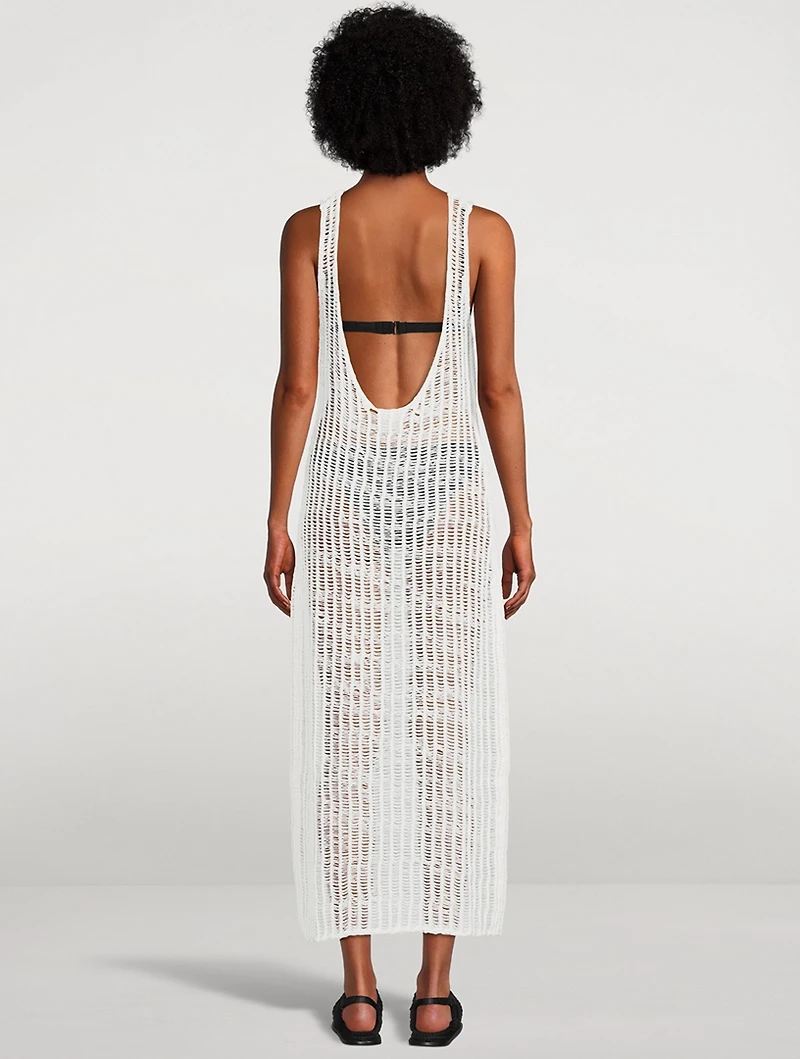 Cotton Crochet Backless Dress