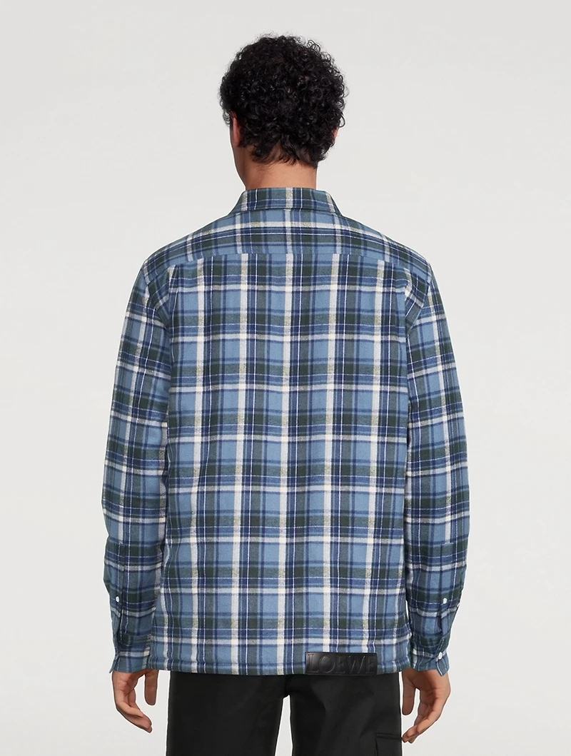 Cotton Puffer Check Overshirt