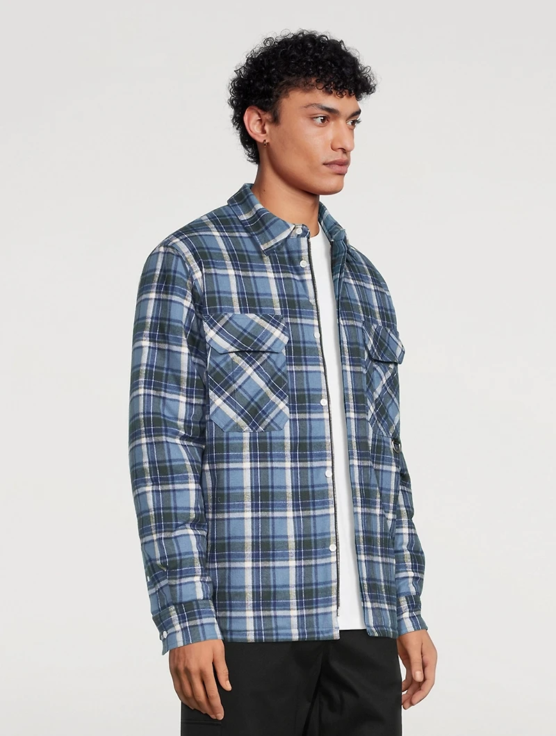 Cotton Puffer Check Overshirt