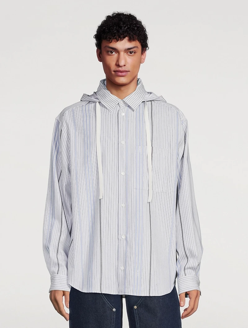 Wool And Cotton Jacquard Hooded Shirt