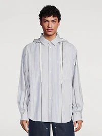 Wool And Cotton Jacquard Hooded Shirt