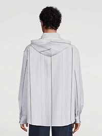 Wool And Cotton Jacquard Hooded Shirt