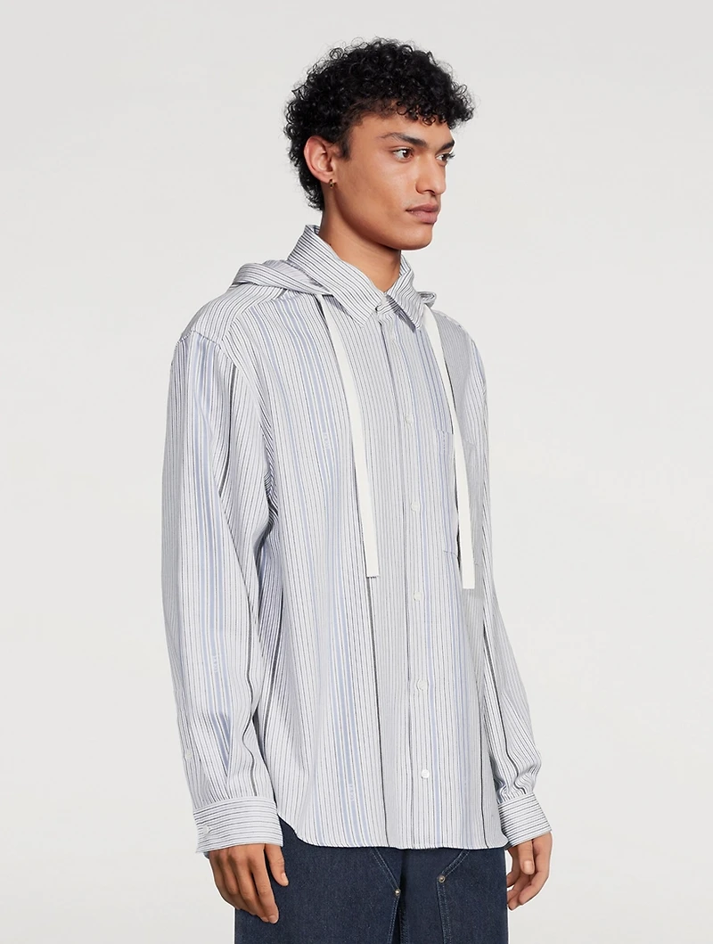 Wool And Cotton Jacquard Hooded Shirt