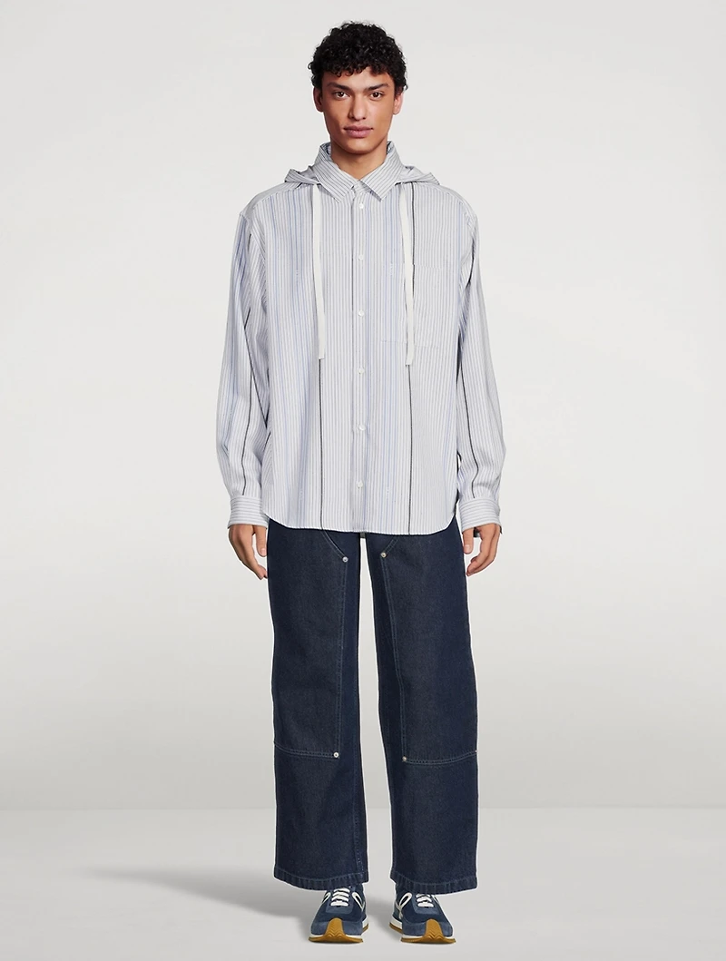 Wool And Cotton Jacquard Hooded Shirt