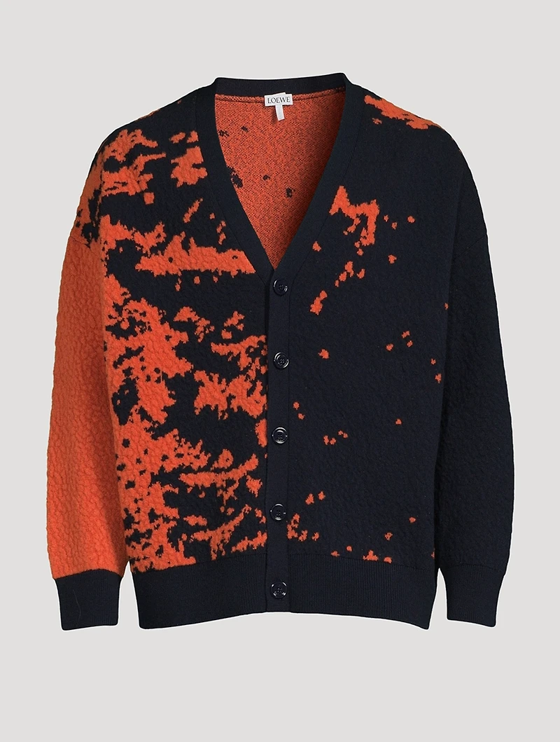 Wool-Blend Graphic Cardigan