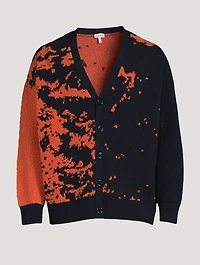 Wool-Blend Graphic Cardigan