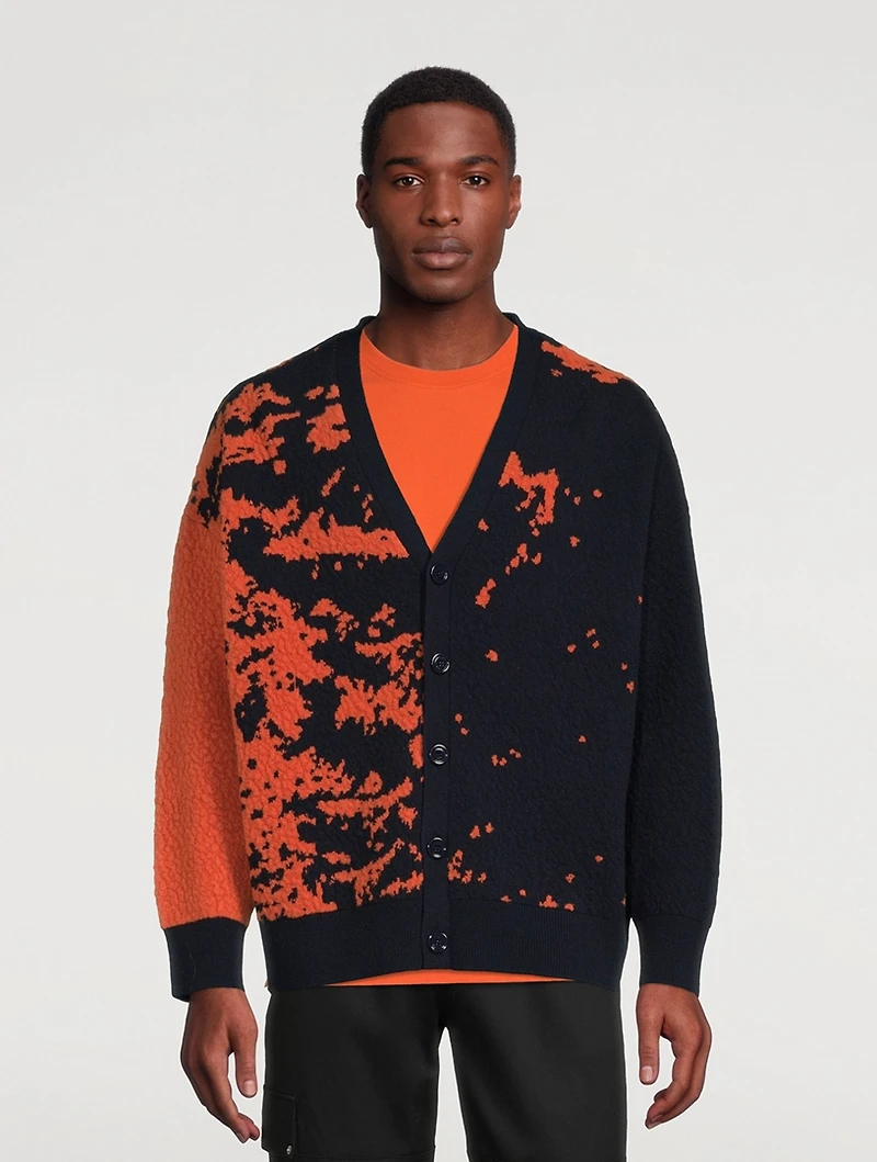 Wool-Blend Graphic Cardigan