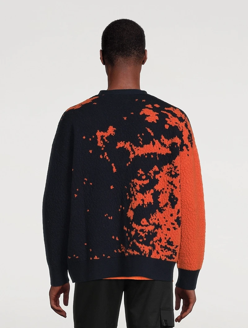 Wool-Blend Graphic Cardigan