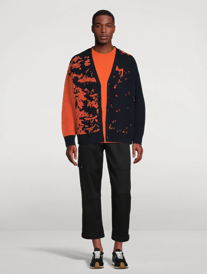Wool-Blend Graphic Cardigan