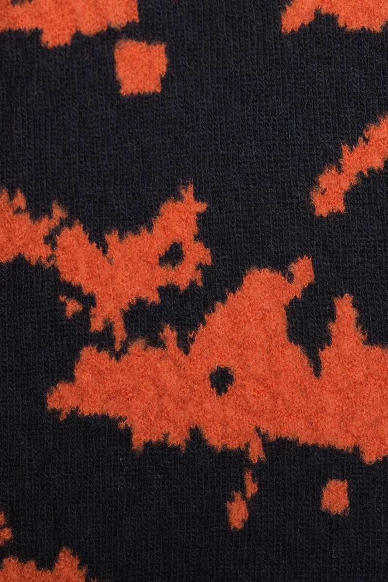 Wool-Blend Graphic Cardigan