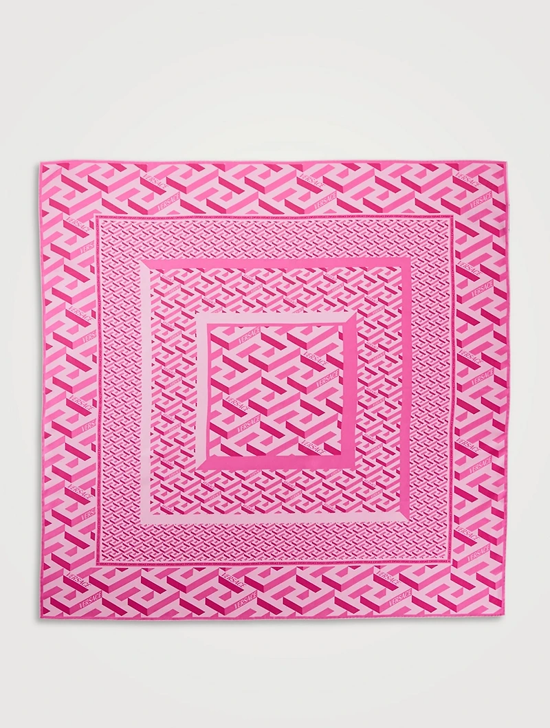 Silk Scarf In La Greca Monogram Print