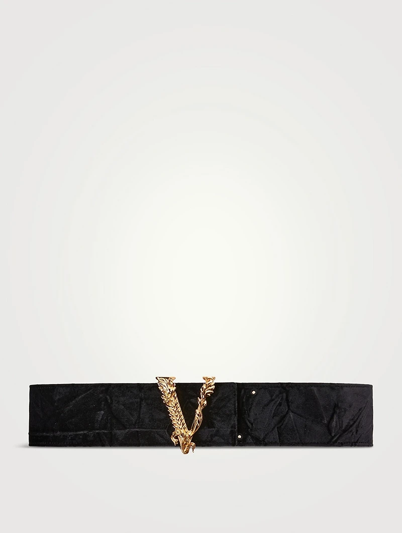 Virtus Wide Velvet And Leather Belt