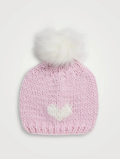 Wool Heart Toque With Removable Pom