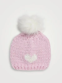 Wool Heart Toque With Removable Pom