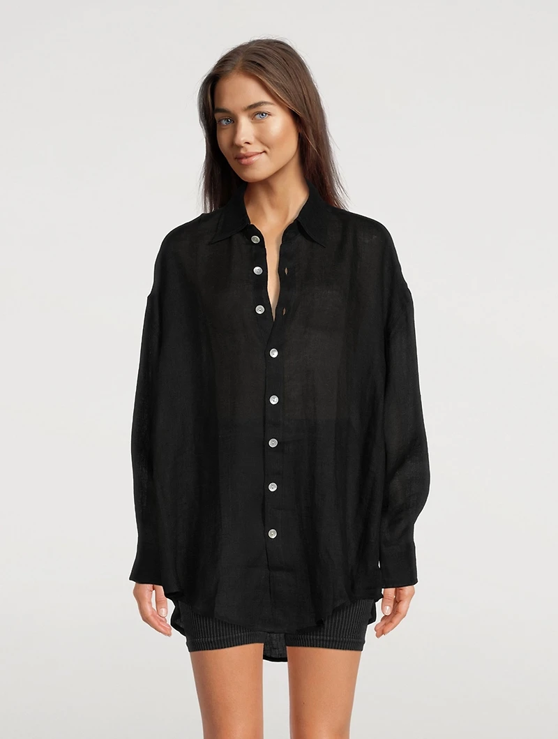 Playa Linen Oversized Shirt Dress