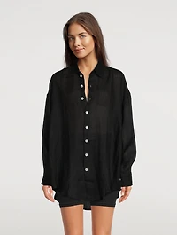 Playa Linen Oversized Shirt Dress