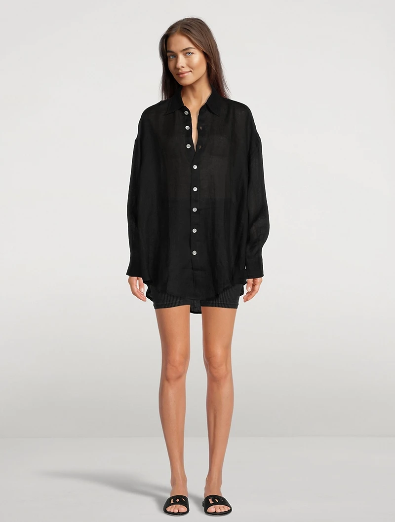 Playa Linen Oversized Shirt Dress