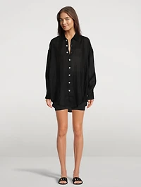 Playa Linen Oversized Shirt Dress
