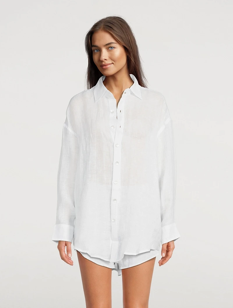 Playa Linen Oversized Shirt Dress