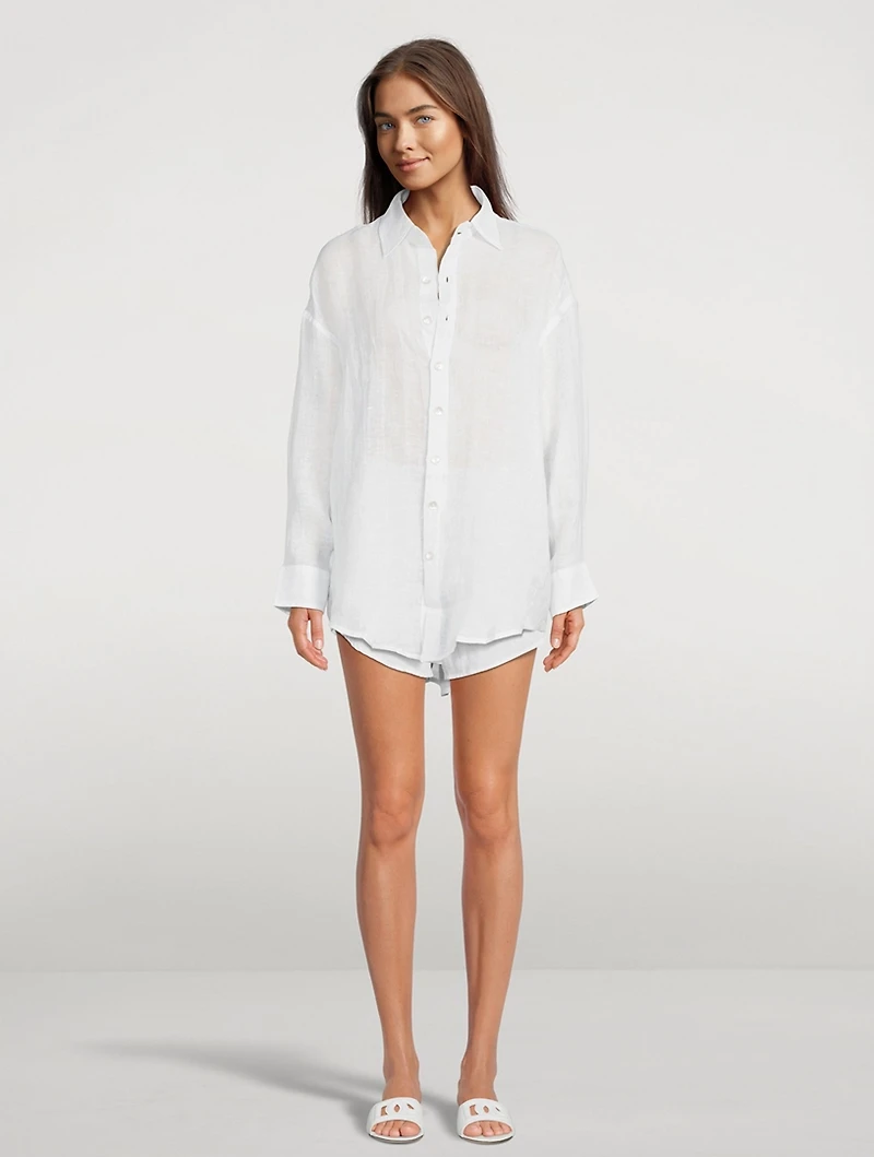 Playa Linen Oversized Shirt Dress