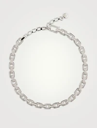 18K White Gold Pavé Diamond Deco Link Necklace