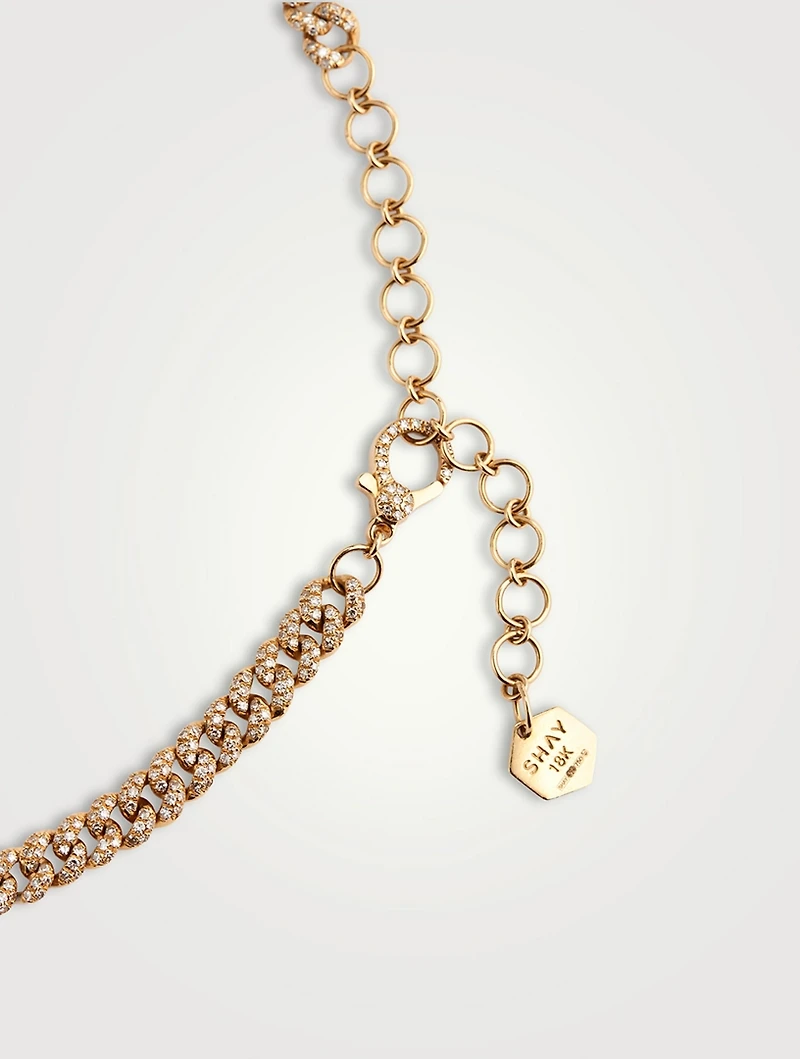 Mini 18K Gold Pavé Diamond Link Choker Necklace