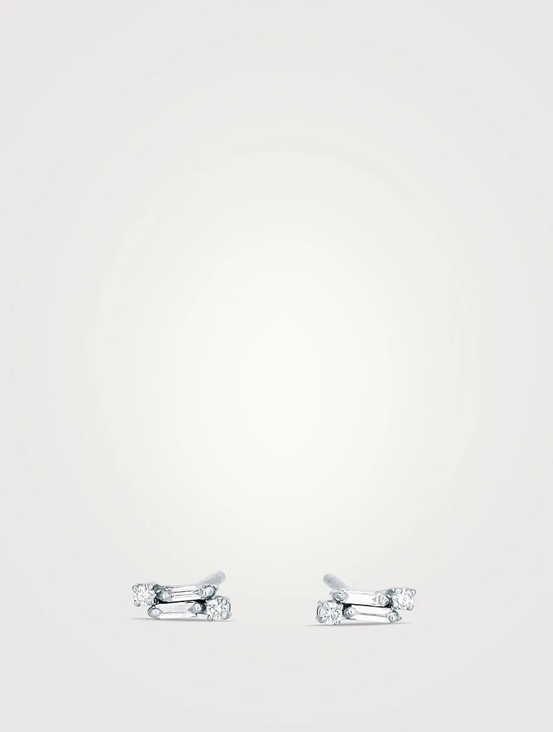 18K White Gold Classic Diamond Stud Earrings