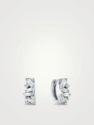 18K Gold Frenzy Diamond Huggie Hoop Earrings