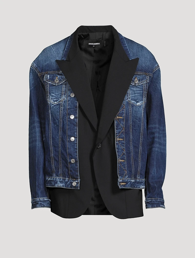 Wool And Denim Layered Jacket