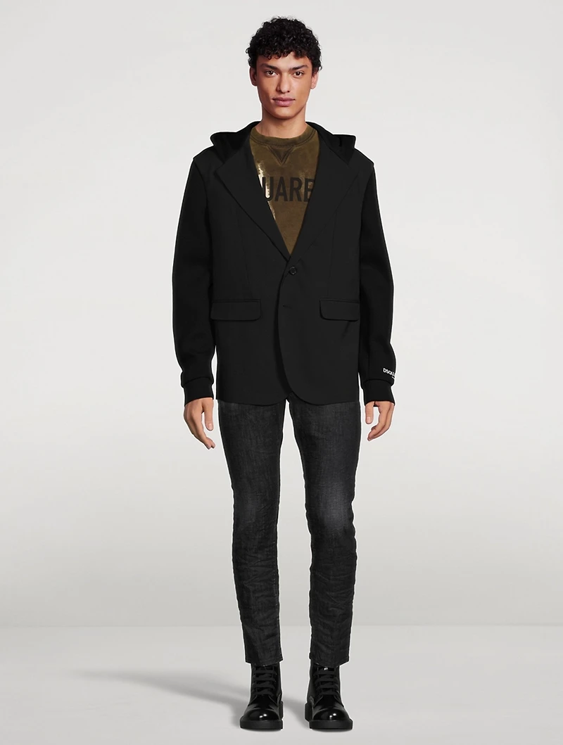 Wool Stretch Jacket With Hood