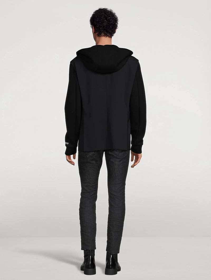 Wool Stretch Jacket With Hood