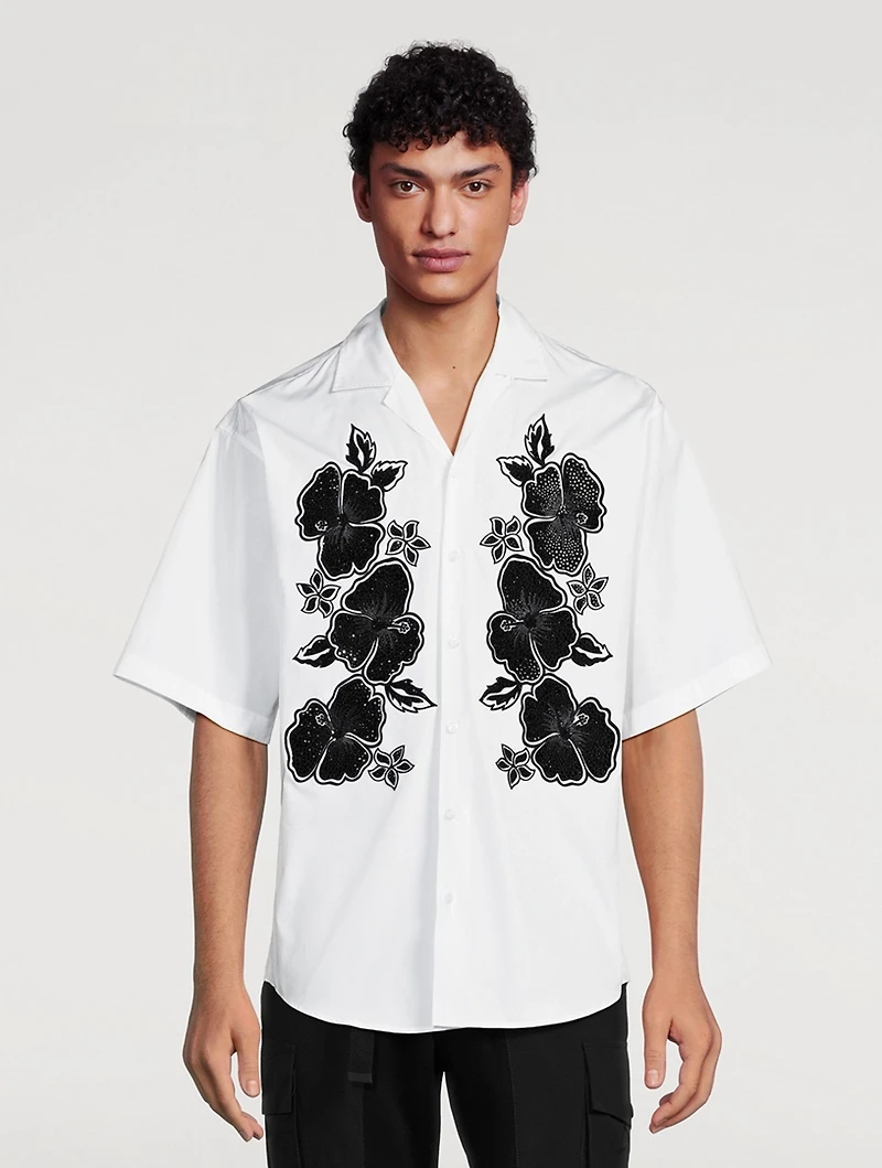 Goth Flower Cotton Short-Sleeve Shirt