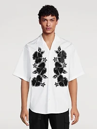 Goth Flower Cotton Short-Sleeve Shirt