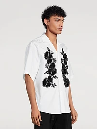 Goth Flower Cotton Short-Sleeve Shirt