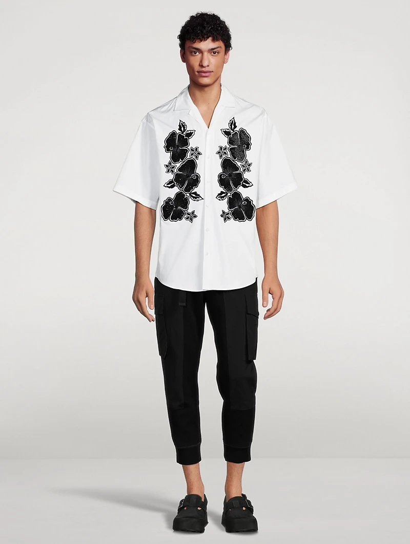 Goth Flower Cotton Short-Sleeve Shirt