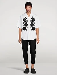 Goth Flower Cotton Short-Sleeve Shirt
