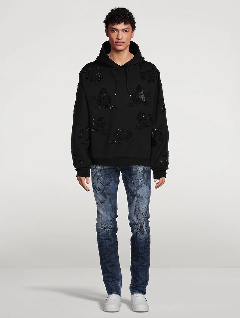 Goth Flower Cotton Hoodie