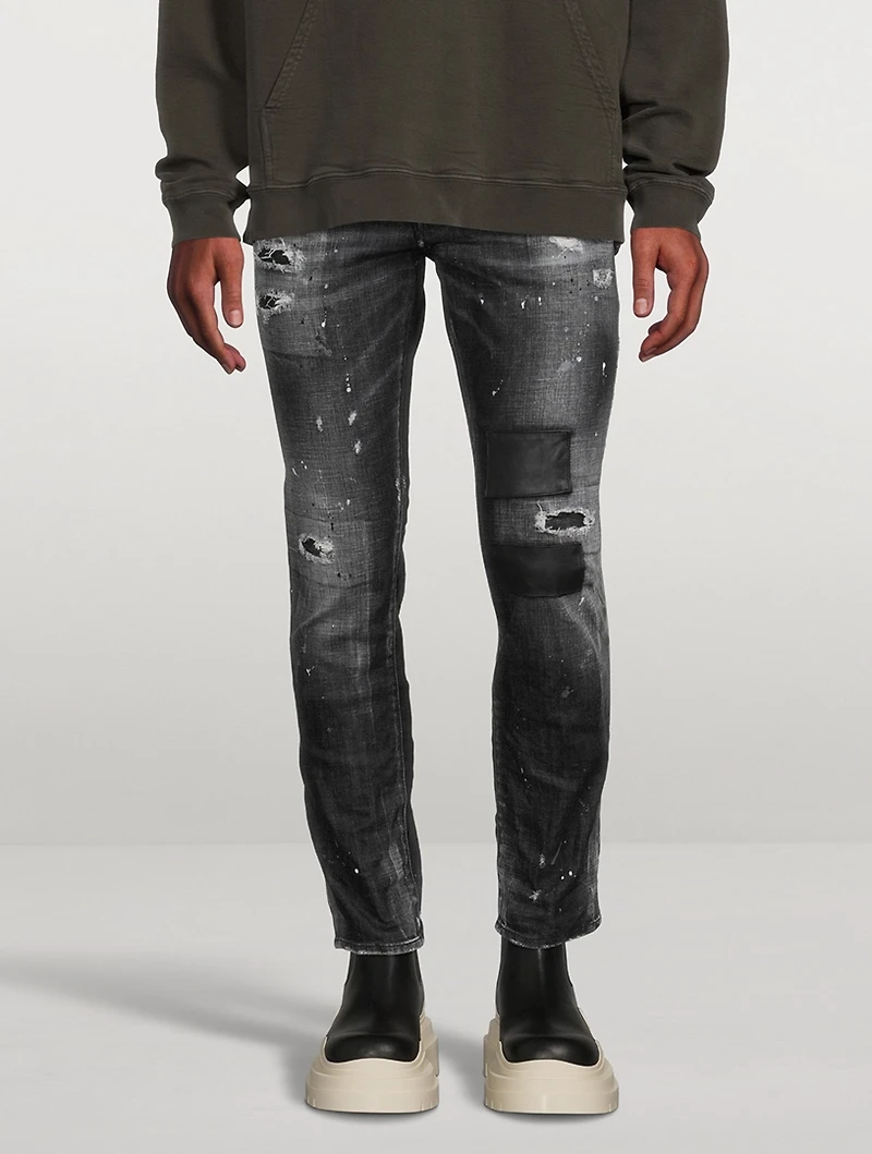 Skater Leather-Wash Skinny Jeans