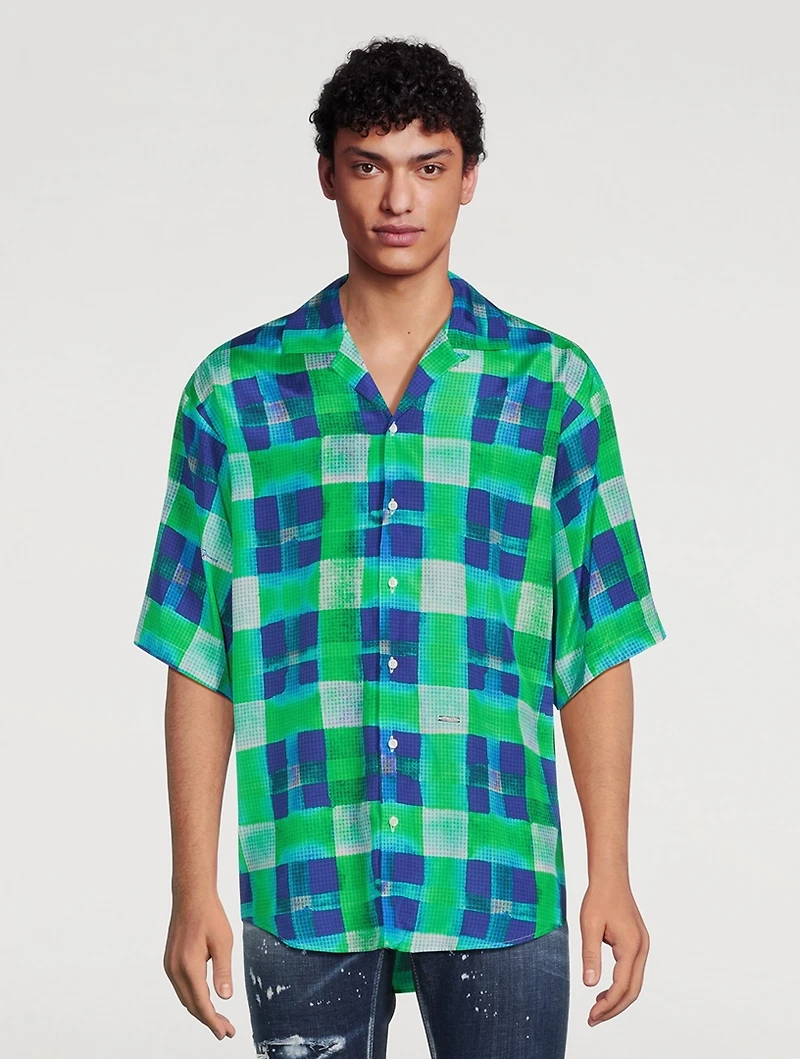Short-Sleeve Shirt Check Print