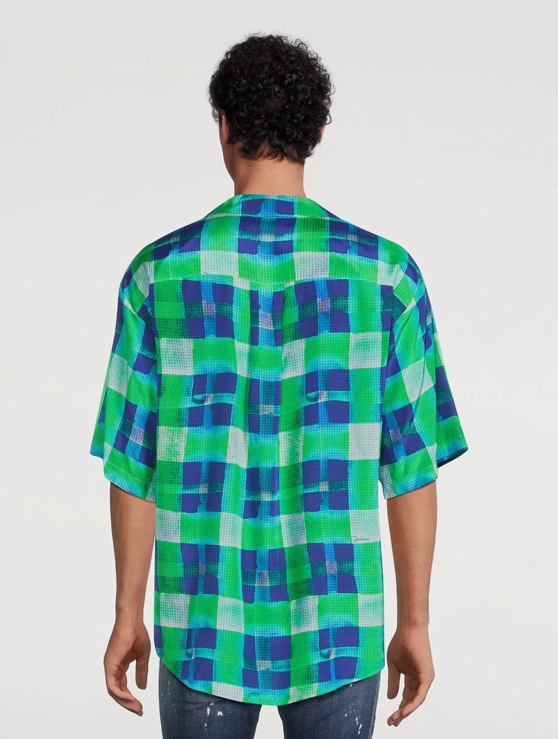Short-Sleeve Shirt Check Print